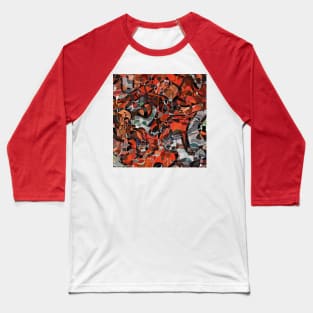 Rich Red, Black and Grey Abstract Pattern Baseball T-Shirt